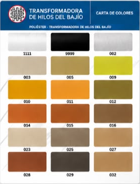 Carta de colores, página 1 de 4: blancos, negro, beige, amarillos, naranjas y cafés